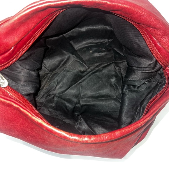 Arcadia Red and Black Leather Shoulder‎ Bag Made In Italy - Picture 6 of 7